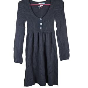 Roxy Sweater Dress Womens XS Black Angora Y2k 90s Cozy Chic Surfer Girl Neutral